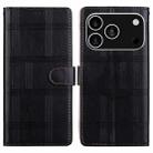 For iPhone 17 Pro Embossed Checkered Leather Phone Case(Black) - 1