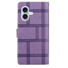 For iPhone 17 Embossed Checkered Leather Phone Case(Purple) - 3