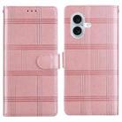 For iPhone 17 Embossed Checkered Leather Phone Case(Pink) - 1