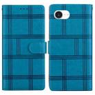 For iPhone 16e Embossed Checkered Leather Phone Case(Blue) - 1