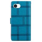 For iPhone 16e Embossed Checkered Leather Phone Case(Blue) - 3