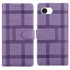 For iPhone 16e Embossed Checkered Leather Phone Case(Purple) - 1