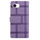 For iPhone 16e Embossed Checkered Leather Phone Case(Purple) - 3