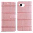 For iPhone 16e Embossed Checkered Leather Phone Case(Pink) - 1