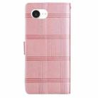 For iPhone 16e Embossed Checkered Leather Phone Case(Pink) - 3
