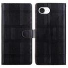 For iPhone 16e Embossed Checkered Leather Phone Case(Black) - 1