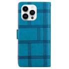 For iPhone 16 Pro Max Embossed Checkered Leather Phone Case(Blue) - 3