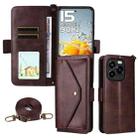 For Oukitel C65 Pro / C65 Multi-card Slots Crossbody Cowhide Leather Phone Case(Brown) - 1