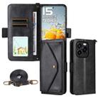 For Oukitel C65 Pro / C65 Multi-card Slots Crossbody Cowhide Leather Phone Case(Black) - 1