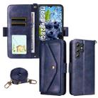 For Oukitel C1 Pro / C1 Multi-card Slots Crossbody Cowhide Leather Phone Case(Blue) - 1