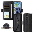 For Oukitel C1 Pro / C1 Multi-card Slots Crossbody Cowhide Leather Phone Case(Black) - 1
