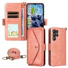For Oukitel C1 Pro / C1 Multi-card Slots Crossbody Cowhide Leather Phone Case(Pink) - 1