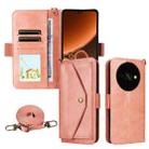 For Oukitel C59 Pro Multi-card Slots Crossbody Cowhide Leather Phone Case(Pink) - 1
