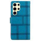 For Samsung Galaxy S25 Ultra 5G Embossed Checkered Leather Phone Case(Blue) - 3