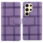 For Samsung Galaxy S25 Ultra 5G Embossed Checkered Leather Phone Case(Purple) - 1