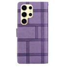For Samsung Galaxy S25 Ultra 5G Embossed Checkered Leather Phone Case(Purple) - 3