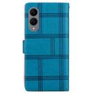 For Samsung Galaxy S25 Edge 5G Embossed Checkered Leather Phone Case(Blue) - 3
