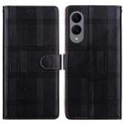For Samsung Galaxy S25 Edge 5G Embossed Checkered Leather Phone Case(Black) - 1