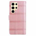 For Samsung Galaxy S22 Ultra 5G Embossed Checkered Leather Phone Case(Pink) - 3