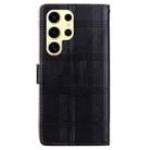 For Samsung Galaxy S22 Ultra 5G Embossed Checkered Leather Phone Case(Black) - 3