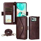 For Asus Zenfone 12 Ultra Multi-card Slots Crossbody Cowhide Leather Phone Case(Brown) - 1