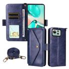For Asus Zenfone 12 Ultra Multi-card Slots Crossbody Cowhide Leather Phone Case(Blue) - 1