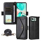 For Asus Zenfone 12 Ultra Multi-card Slots Crossbody Cowhide Leather Phone Case(Black) - 1