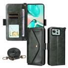 For Asus Zenfone 12 Ultra Multi-card Slots Crossbody Cowhide Leather Phone Case(Green) - 1