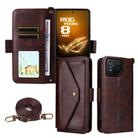 For Asus ROG Phone 8 / 8 Pro Multi-card Slots Crossbody Cowhide Leather Phone Case(Brown) - 1