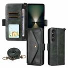 For Sony Xperia 1 VI Multi-card Slots Crossbody Cowhide Leather Phone Case(Green) - 1