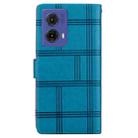 For Motorola Moto G85 5G Embossed Checkered Leather Phone Case(Blue) - 3