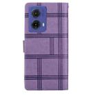 For Motorola Moto G85 5G Embossed Checkered Leather Phone Case(Purple) - 3