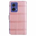 For Motorola Moto G85 5G Embossed Checkered Leather Phone Case(Pink) - 3
