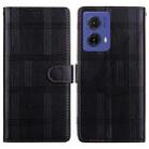 For Motorola Moto G85 5G Embossed Checkered Leather Phone Case(Black) - 1