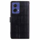 For Motorola Moto G85 5G Embossed Checkered Leather Phone Case(Black) - 3