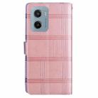 For Motorola Moto E15 Embossed Checkered Leather Phone Case(Pink) - 3