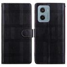 For Motorola Moto E15 Embossed Checkered Leather Phone Case(Black) - 1