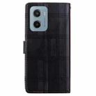 For Motorola Moto E15 Embossed Checkered Leather Phone Case(Black) - 3