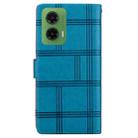For Motorola Moto G35 Embossed Checkered Leather Phone Case(Blue) - 3