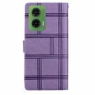 For Motorola Moto G35 Embossed Checkered Leather Phone Case(Purple) - 3