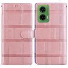 For Motorola Moto G35 Embossed Checkered Leather Phone Case(Pink) - 1
