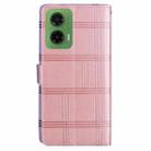 For Motorola Moto G35 Embossed Checkered Leather Phone Case(Pink) - 3