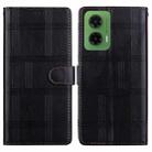 For Motorola Moto G35 Embossed Checkered Leather Phone Case(Black) - 1