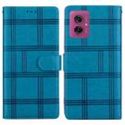 For Motorola Moto G55 Embossed Checkered Leather Phone Case(Blue) - 1