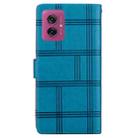For Motorola Moto G55 Embossed Checkered Leather Phone Case(Blue) - 3