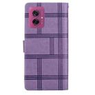 For Motorola Moto G55 Embossed Checkered Leather Phone Case(Purple) - 3