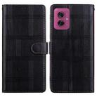 For Motorola Moto G55 Embossed Checkered Leather Phone Case(Black) - 1