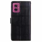 For Motorola Moto G55 Embossed Checkered Leather Phone Case(Black) - 3
