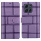 For Motorola Moto G56 5G Embossed Checkered Leather Phone Case(Purple) - 1