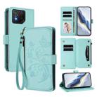 For ASUS ROG Phone 8 / 8 Pro Butterfly Love Flower Multi-card Zipper Wallet Leather Phone Case(Mint Green) - 1